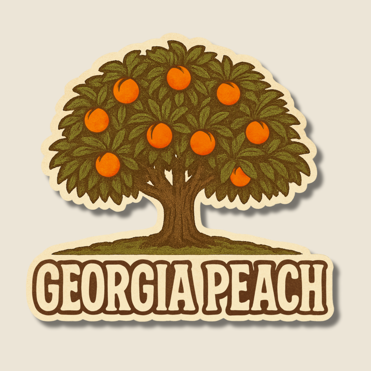 Georgia Peach Tree Sticker