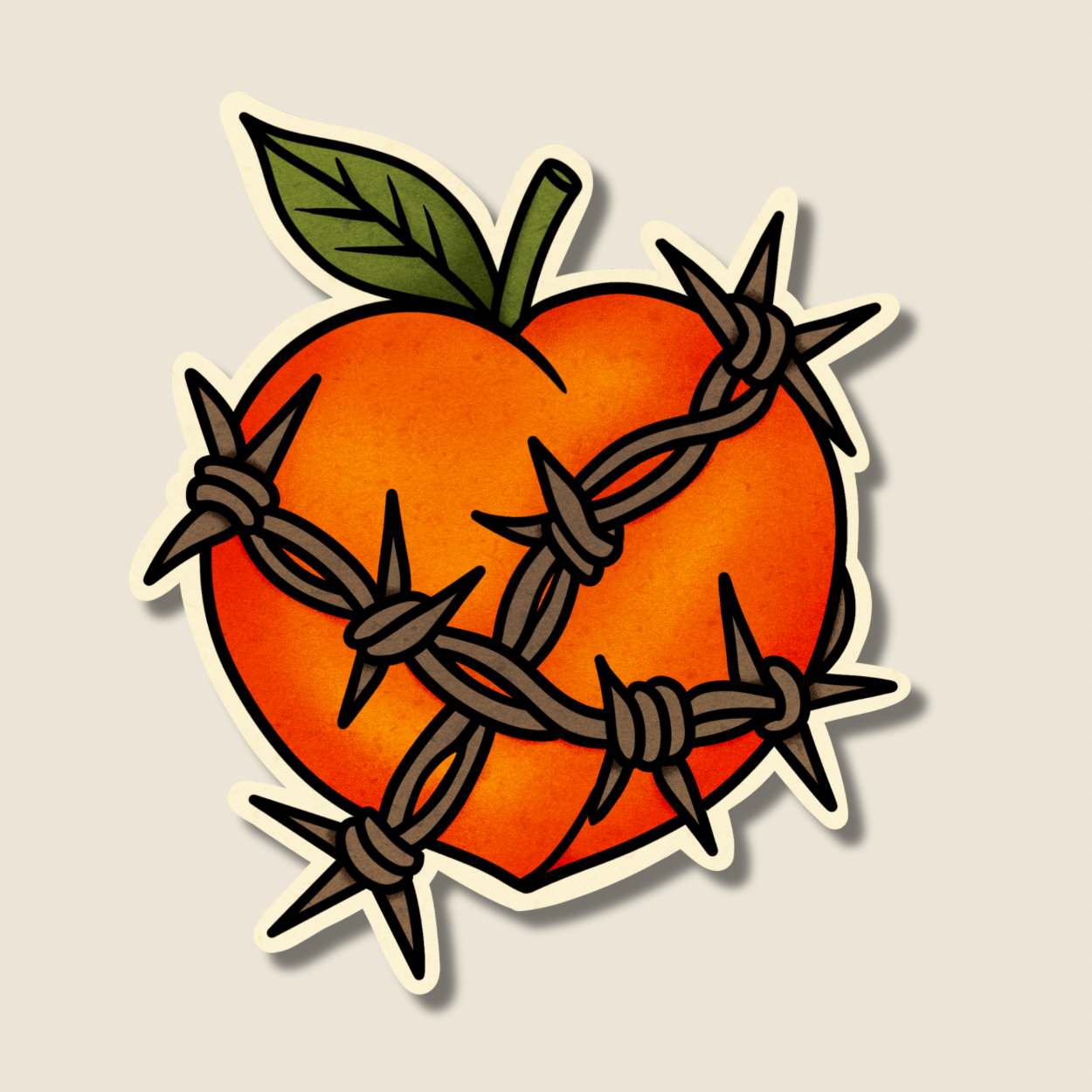 Barbed Peach Sticker